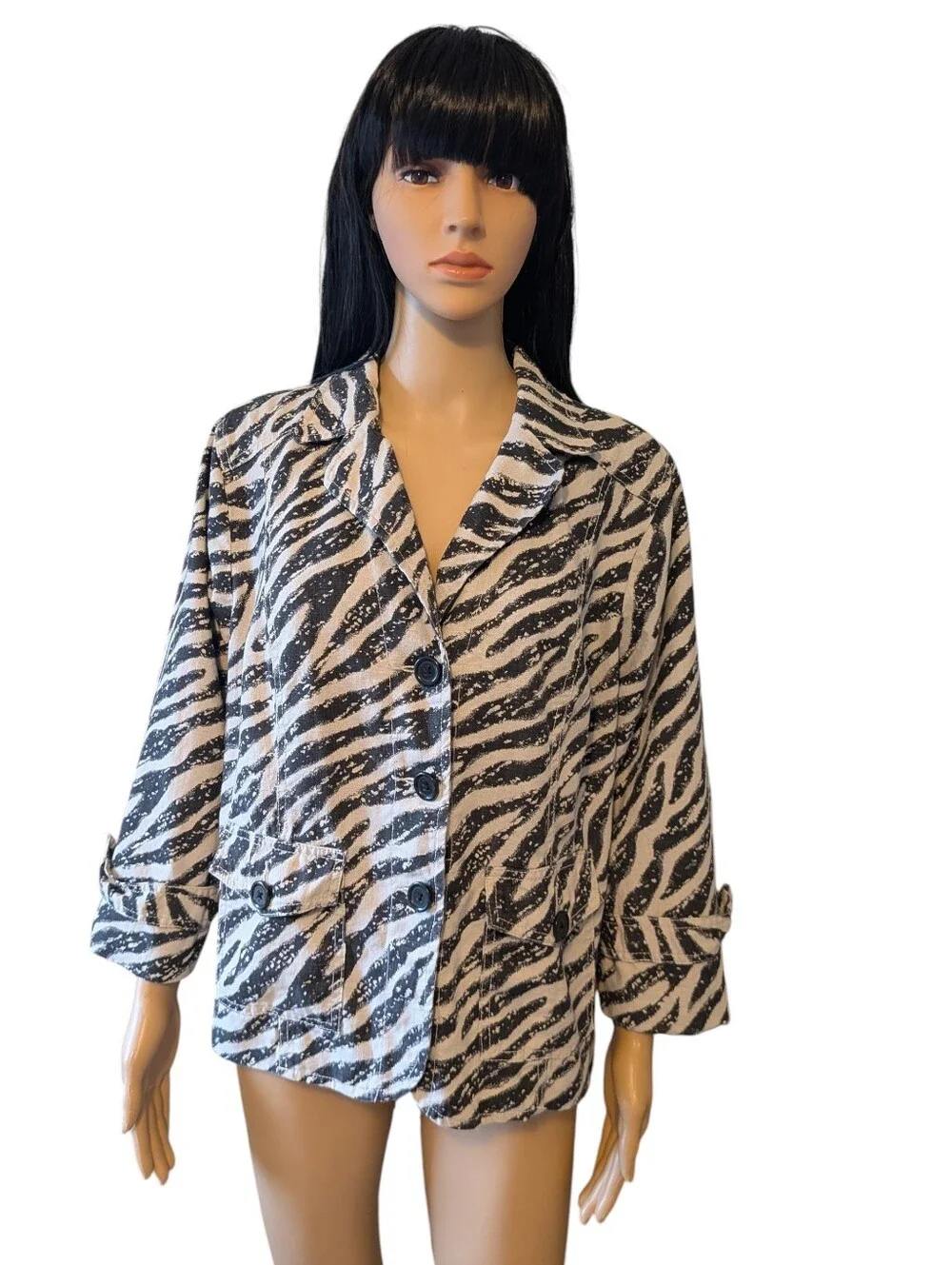 Studio Works Linen Blend Jacket Zebra Print XL